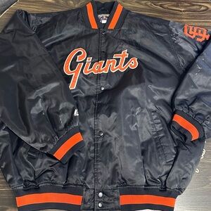 Majestic Black and Orange Giants Bomber Jacket